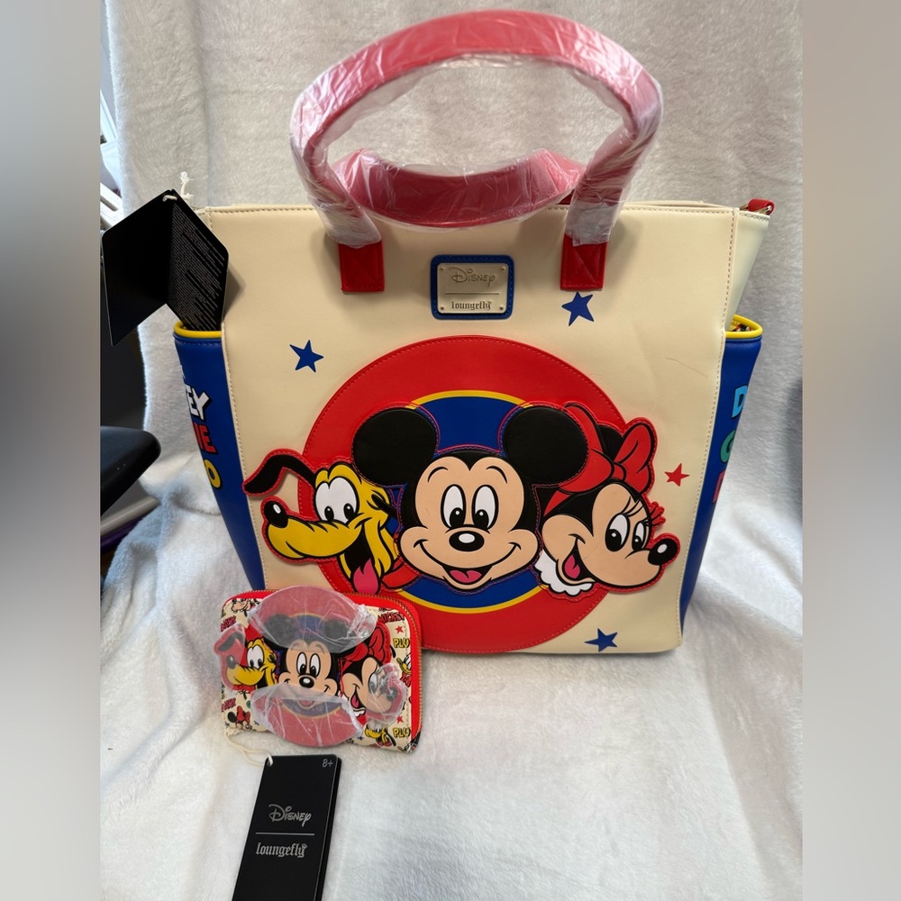 Loungefly Disney Mickey Mouse & Friends Classic Convertible Tote Bag & Wallet